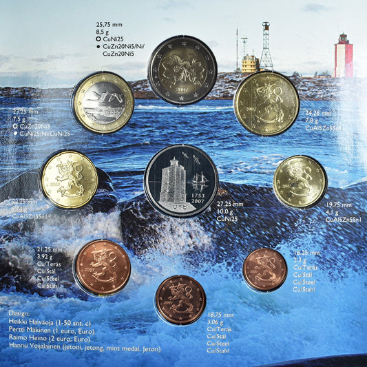 Finska,
1 cent do 2 evra,
euro set - svetilnik Utö