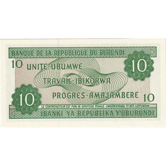 Burundi,
10 frankov,
2007