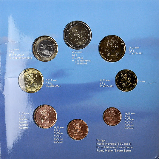 Finska,
Komplet 1 ct. - 2 evra,
2001