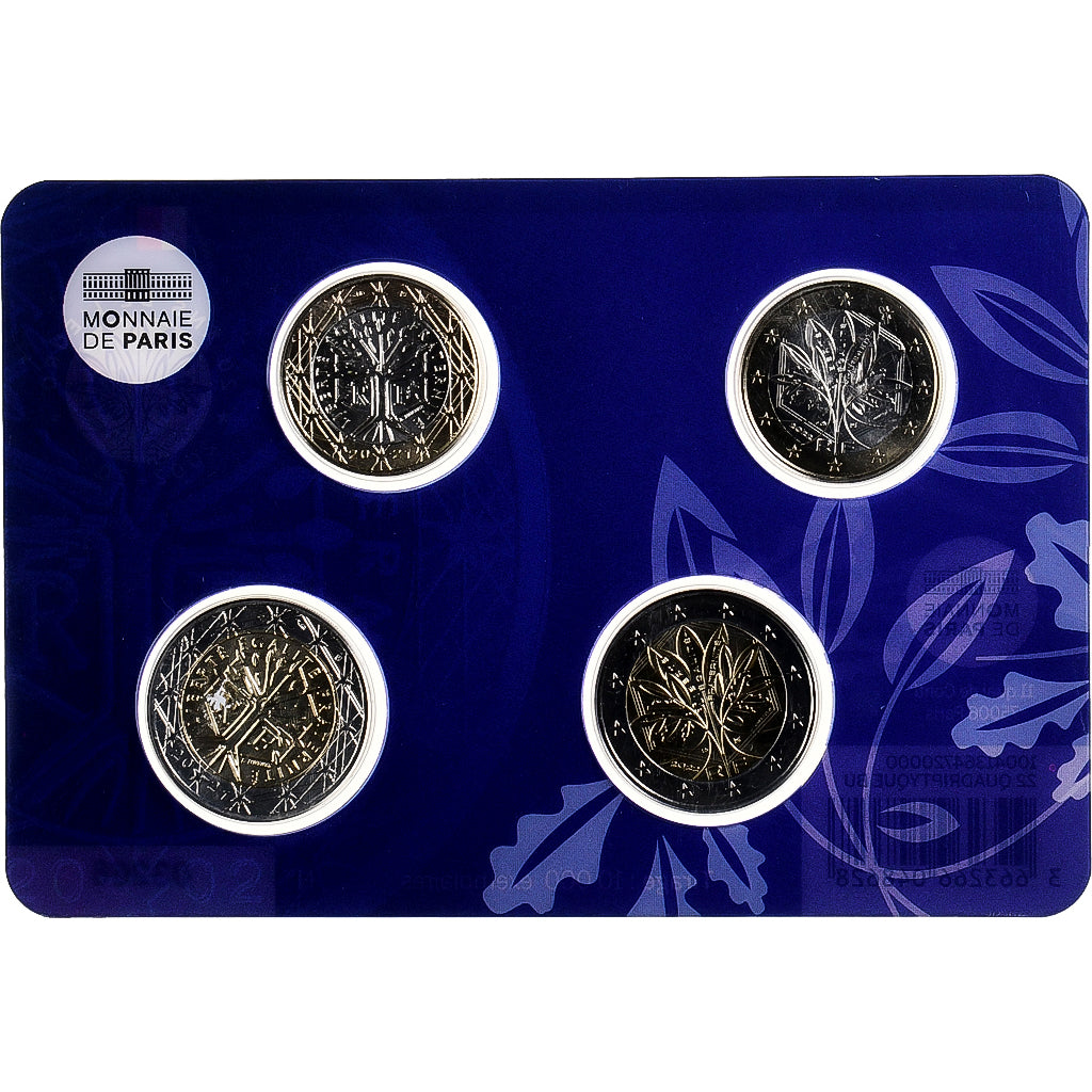 Francija,
1€ in 2€ x 2,
20 Ans de l'Euro