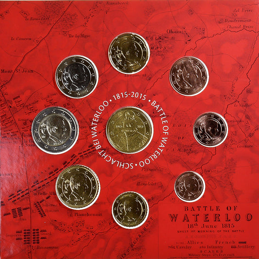 Belgija,
1 cent do 2 evra,
Bataille de Waterloo