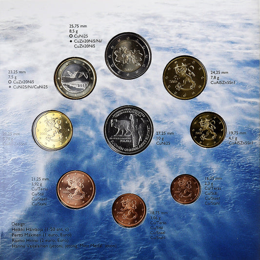 Finska,
Komplet 1 ct. - 2 evra + žeton,
Arktična lisica