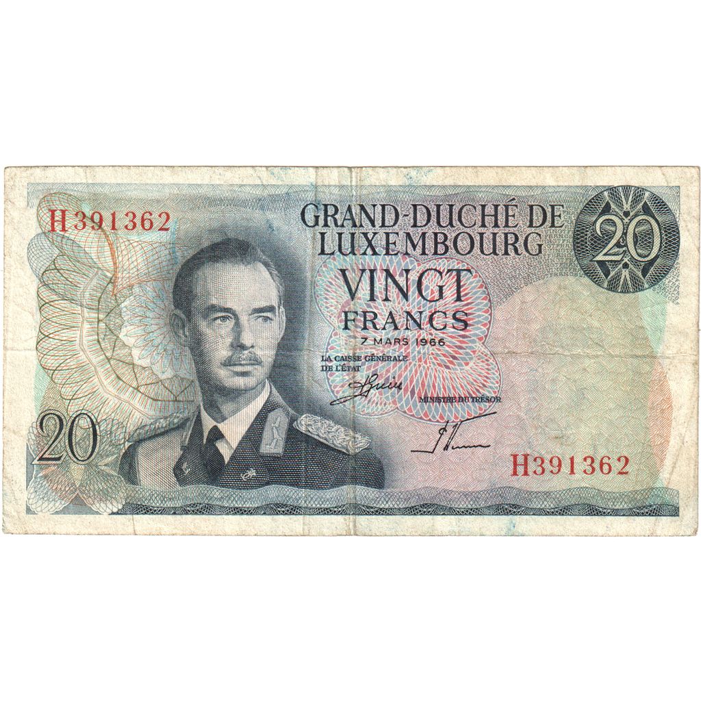Luksemburg,
20 frankov,
1966-03-07