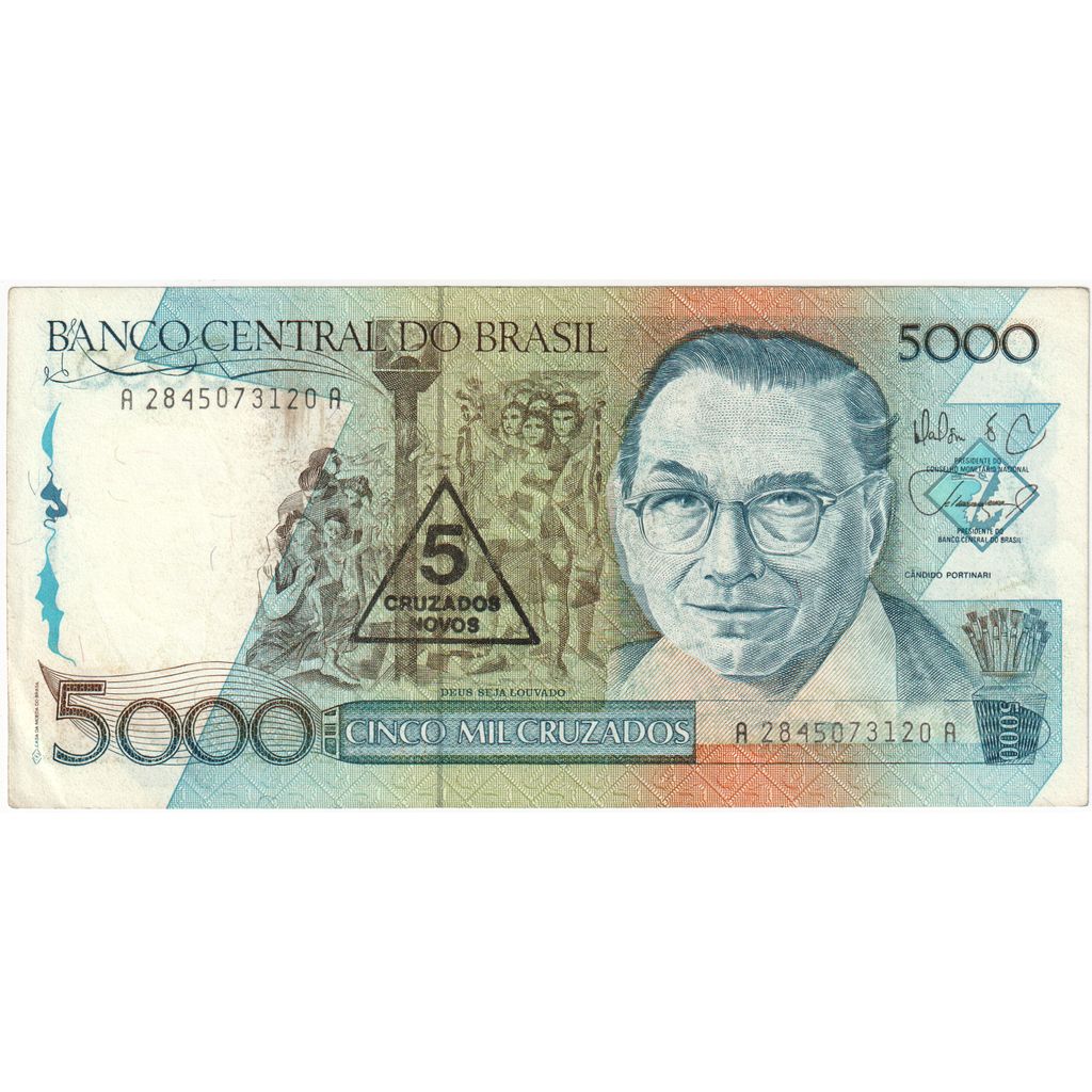 Brazilija,
5 Cruzeiros Novos na 5000 Cruzeiros,
EF (40-45)