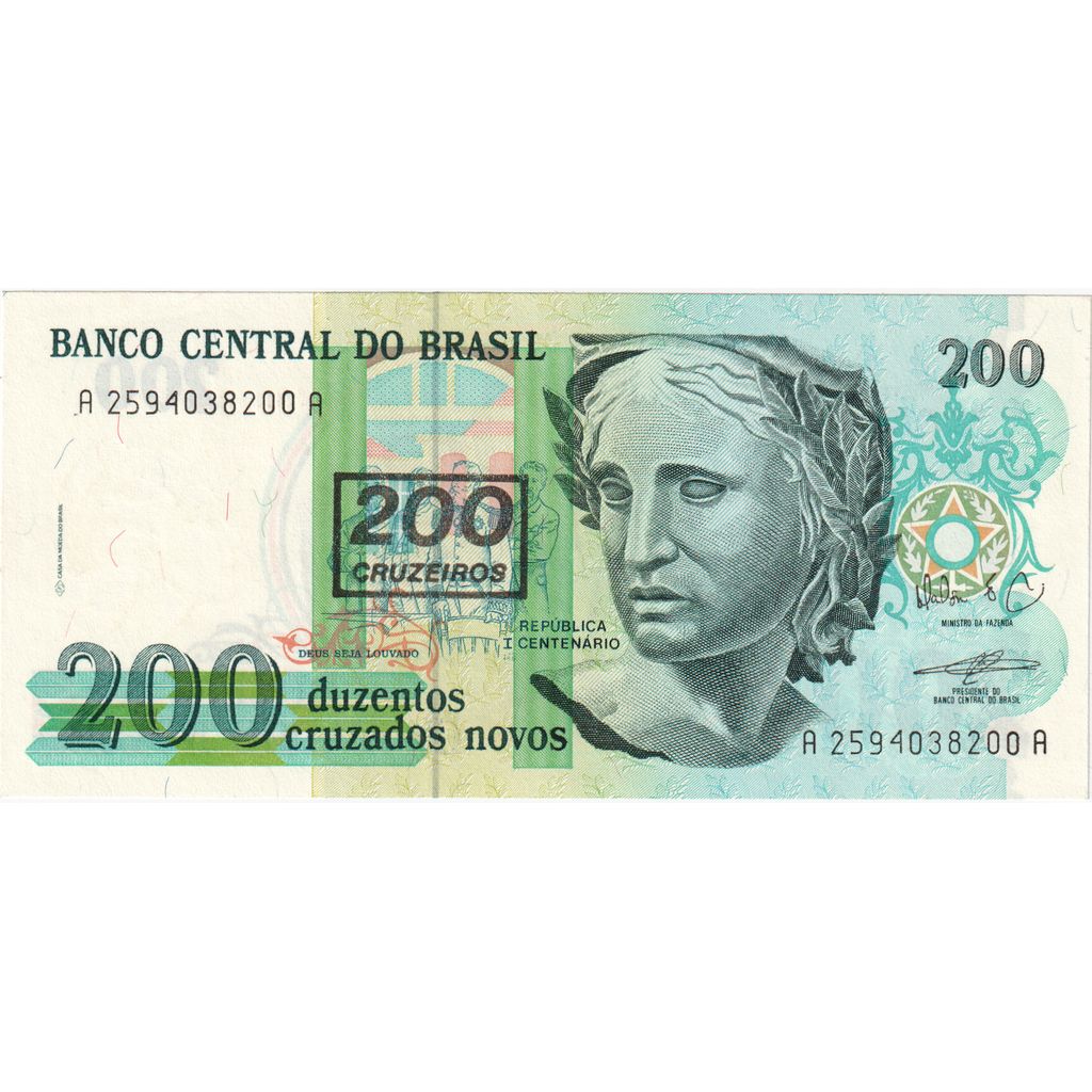Brazilija,
200 Cruzeiros na 200 Cruzados Novos,
UNC (65-70)