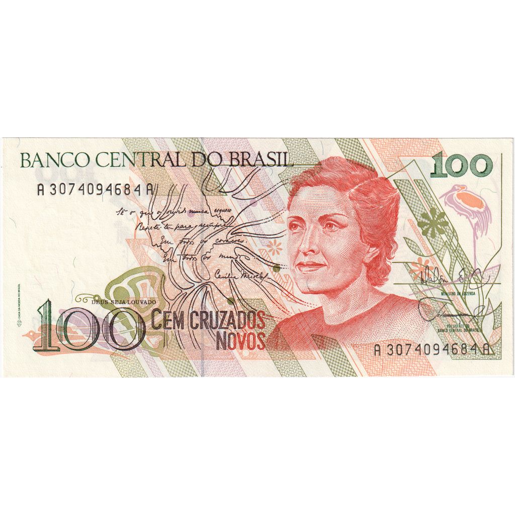 Brazilija,
100 Cruzados Novos,
UNC (65-70)