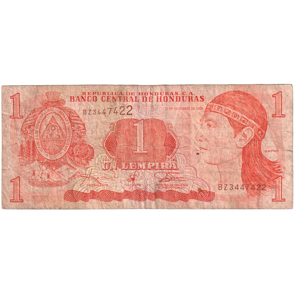 Honduras,
1 lempira,
1996-12-12