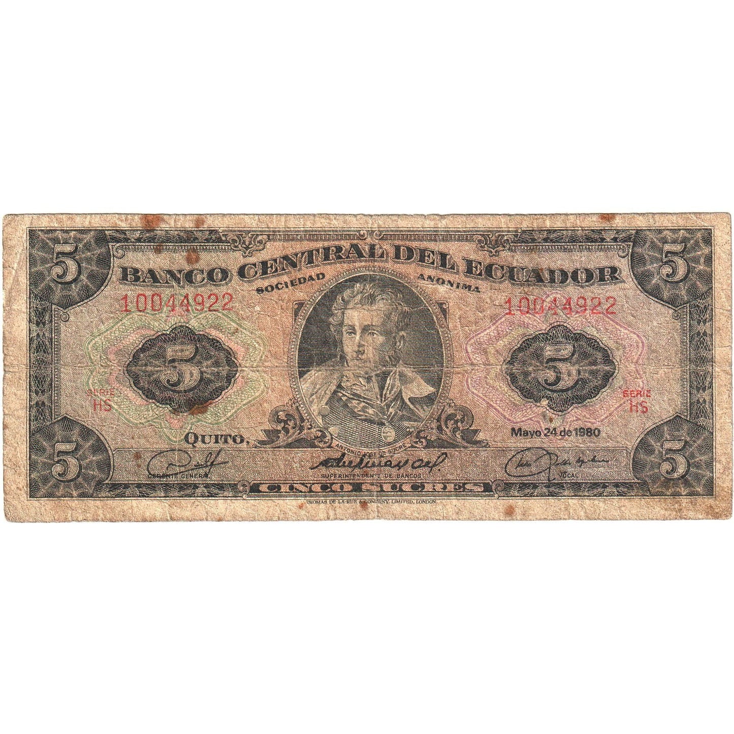 Ekvador,
5 Sucres,
1980