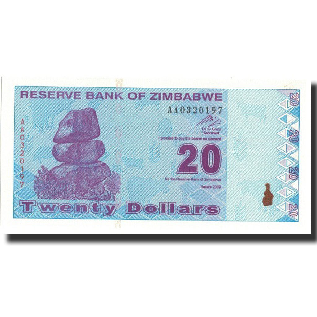 bankovec,
Zimbabve,
20 dolarjev
