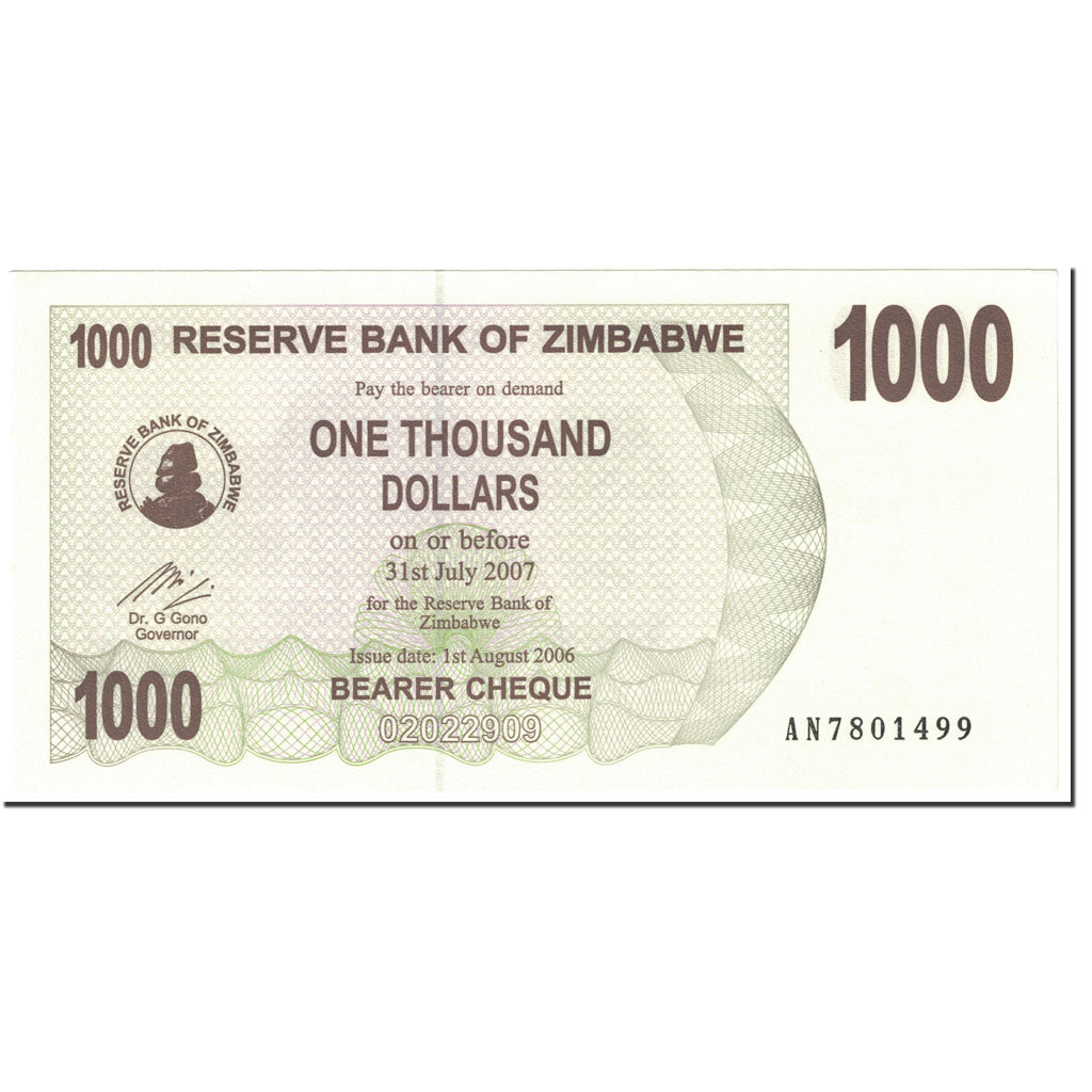 bankovec,
Zimbabve,
1000 dolarjev