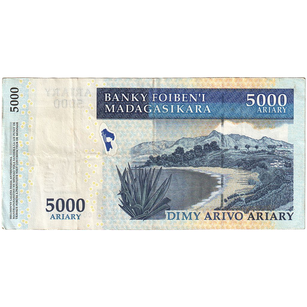 bankovec,
Madagaskar,
5000 ariarjev