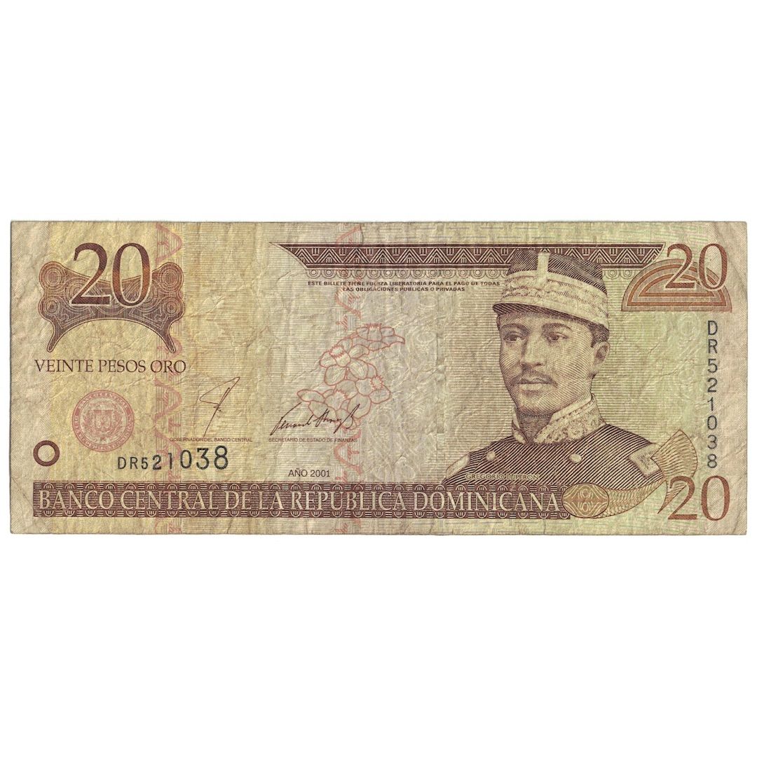 bankovec,
Dominikanska republika,
20 Pesos Oro