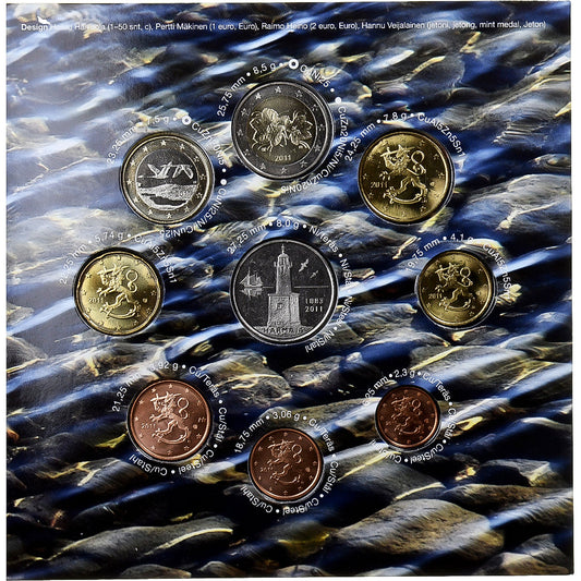 Finska,
Komplet 1 ct. - 2 evra + žeton,
2011