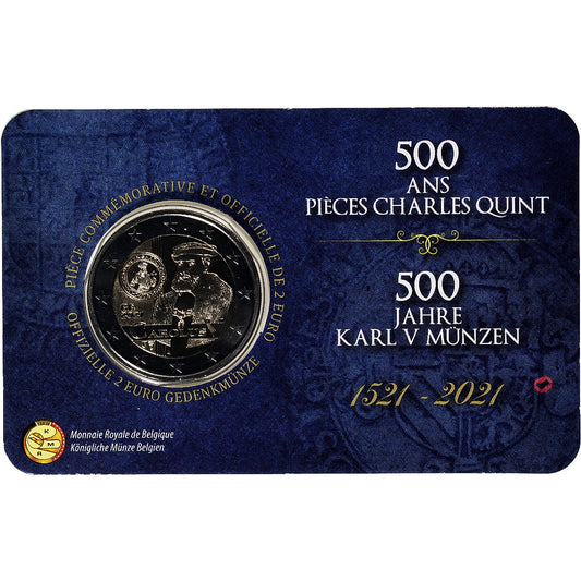 Belgija, 
  
  2 evra, 
  
  Charles Quint