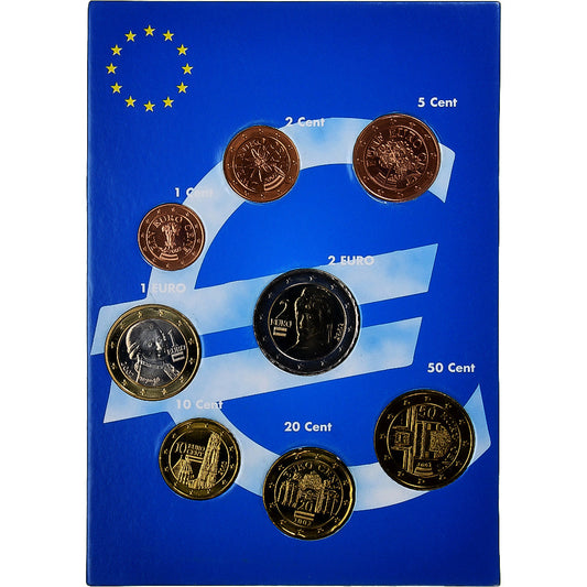 Avstrija, 
  
  Komplet 1 ct. - 2 evra, 
  
  evro set