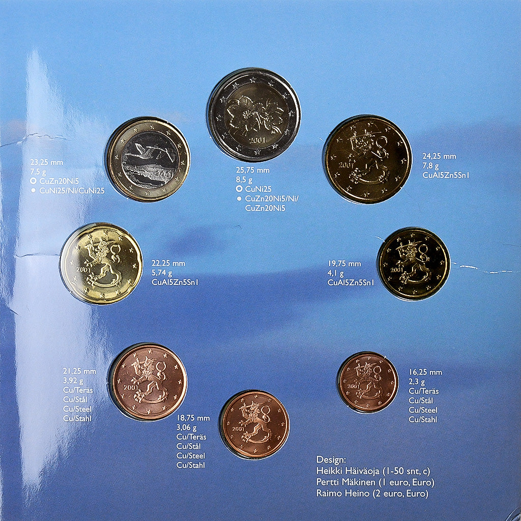 Finska, 
  
  Komplet 1 ct. - 2 evra, 
  
  2001