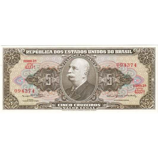 Brazilija, 
  
  5 Cruzeirov, 
  
  UNC (65-70)
