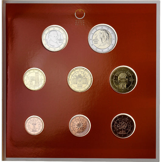 Avstrija, 
  
  Komplet 1 ct. - 2 evra, 
  
  serija FDC