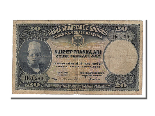 bankovec, 
  
  Albanija, 
  
  20 Franka Ari