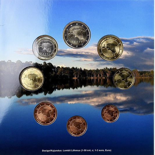 Estonija, 
  
  Komplet 1 ct. - 2 evra, 
  
  2011